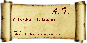 Albecker Taksony névjegykártya